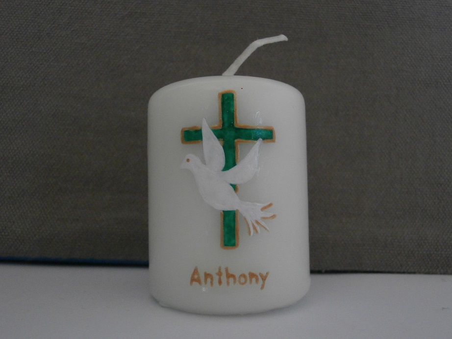 Bougies blanches décoratives et religieuses pour Confirmation