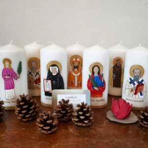 Candelys Bougie Cierge et bougie peinte à la main saints patron calendrier sacrement baptême