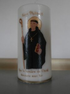 Saint Philibert Apôtre Bougie peinte – Idée cadeau personnalisé| Candelys cierge baptême